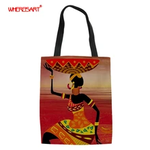 WHEREISART американское искусство черные африканские женские парусиновые сумки для покупок Летняя Пляжная Повседневная Экологичная, вместительная универсальная сумка на плечо
