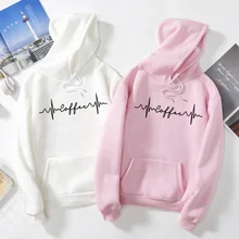 women autumn winter sweatshirt coat print Electrocardiogram hoodie Streetwear lovers Fall in Love Couples Sweatshirt S-3XL