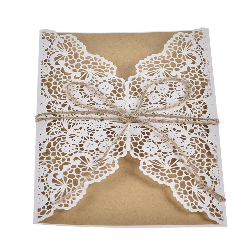  10PCS European Style Elegant Delicate Carved Lace Wedding Party Invitations Cards - 4.00059E+12