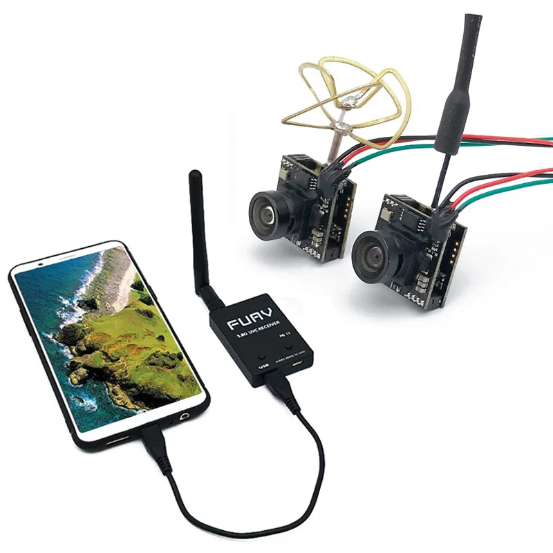 5,8G FPV UVC приемник+ 5,8G 48CH 25/100/200 мВт видеопередатчик 700TVL микро FPV Камера OTG Смартфон ВР для Радиоуправляемый fpv-дрон для автомобиля