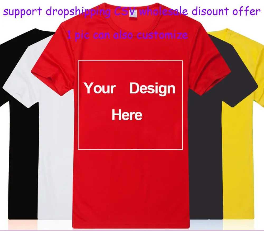 Customize Shirt Free Print Two Sides Custom Logo Personalized Tshirts Diy  Your Text Design Heresupport Dropshipping Csv Wholesa - T-shirts -  AliExpress