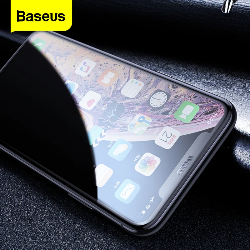 Baseus Privacy Screen Protector Tempered Glass For iPhone Xs Max Xr X S R Xsmax Anti-peeping Dust-proof Protective Glass Film afbeelding