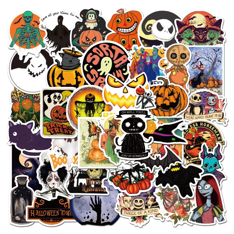 

50PCS Halloween Stickers Horror Terror Eve Stiker Luggage Graffiti Stickers Party Skateboard Sticker Kid Toy Sticker