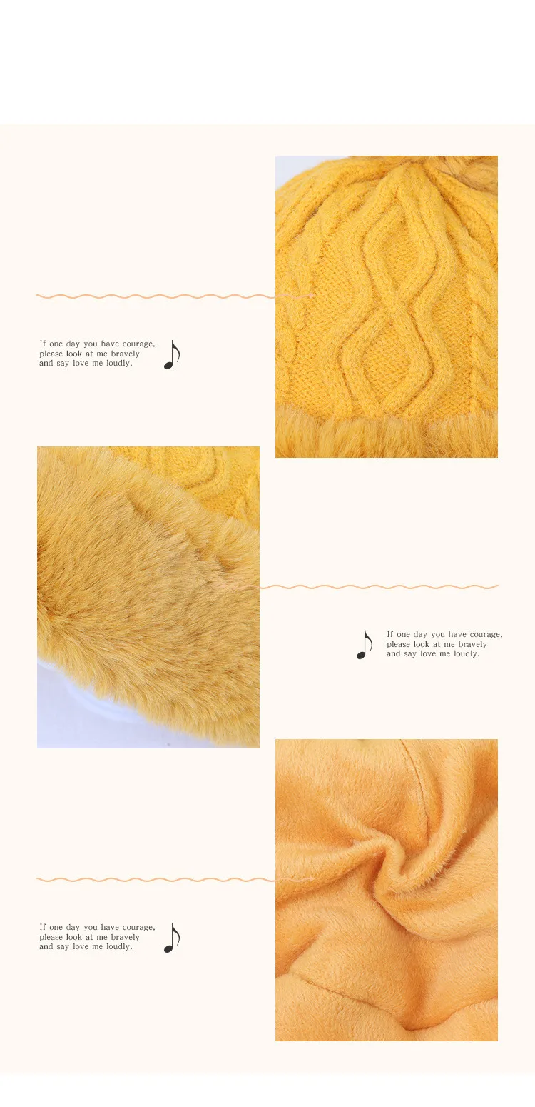 Thicken hat new style ladies fur ball plus velvet warm hood outdoor autumn and winter cold-proof fashion cute woolen wholesale mens leather bomber hat