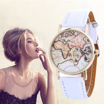 

Watches Women Creative Map Pattern Quartz Watch Leather Strap Belt Table Watch reloj para mujer donna orologio montre femme 2019
