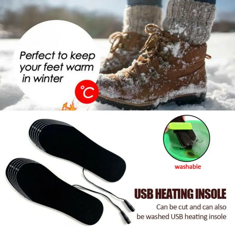 Унисекс, дышащие, милые, USB, с электрическим подогревом, стельки для ног, теплые, зимние, из углеродного волокна, для зарядки, дезодорирующие стельки