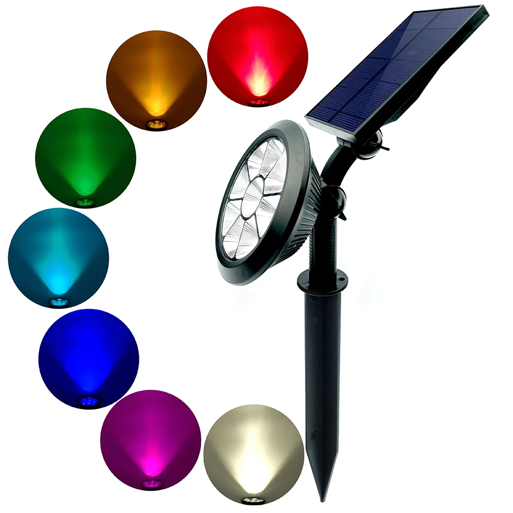 Уличные светодиодные светильники на солнечной батарее меняющая цвет RGB наземная
