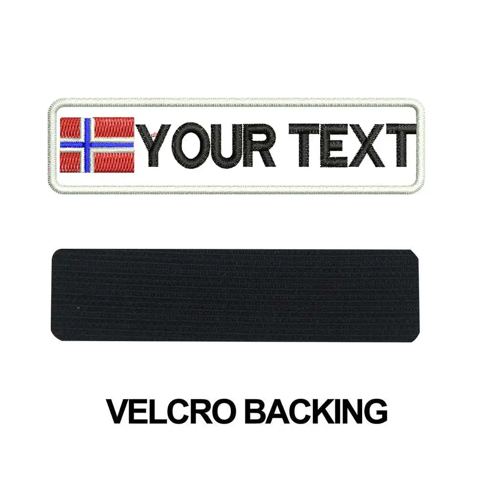 На заказ Норвежское имя нашивки бирки персонализированные железные на крючок подложки вышитые - Цвет: Norway velcro