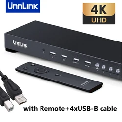 Unnlink – commutateur KVM HDMI 4x1, 4K 30Hz 2K 1080P 60Hz, 4 pièces, partage d'ordinateur, 4 Ports USB pour moniteur, imprimante, clavier, souris 
