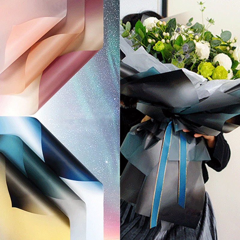 

10Pcs/Lot Colorful Wedding Flower/Gift Wrapping Paper 60*60Cm Waterproof Packing Paper New Year Florist Supplies