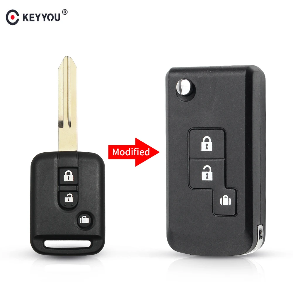 

KEYYOU Modified Flip Folding Remote Car Key Shell 2/3 Buttons Case For Nissan Micra 350Z Pathfinder Almera Navara