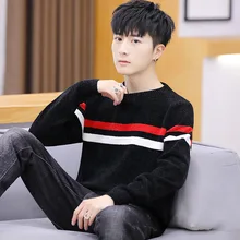 *#Best Price Fashion Fall Full O-neck Warm Men Sweater Casual Black Red Striped Mens Pullover Sweaters Standard Wool Black Grey Pullovers M *#Best Price Fashion Fall Full O-neck Warm Men Sweater Casual Black Red Striped Mens Pullover Sweaters Standard Wool Black Grey Pullovers M