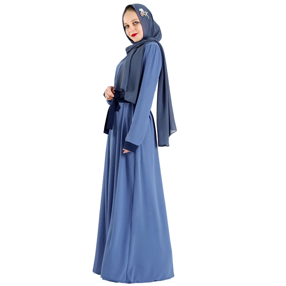Синяя шифоновая блузка стильные мусульманские женские платья|muslim abaya dress|abaya
