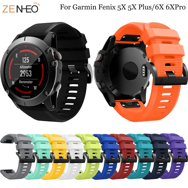 

26mm Original Sport Silicone Watchband Wriststrap for Garmin Fenix 5X 5XPlus 6X 6X Pro 3HR Easy Fit Quick Release wirstband