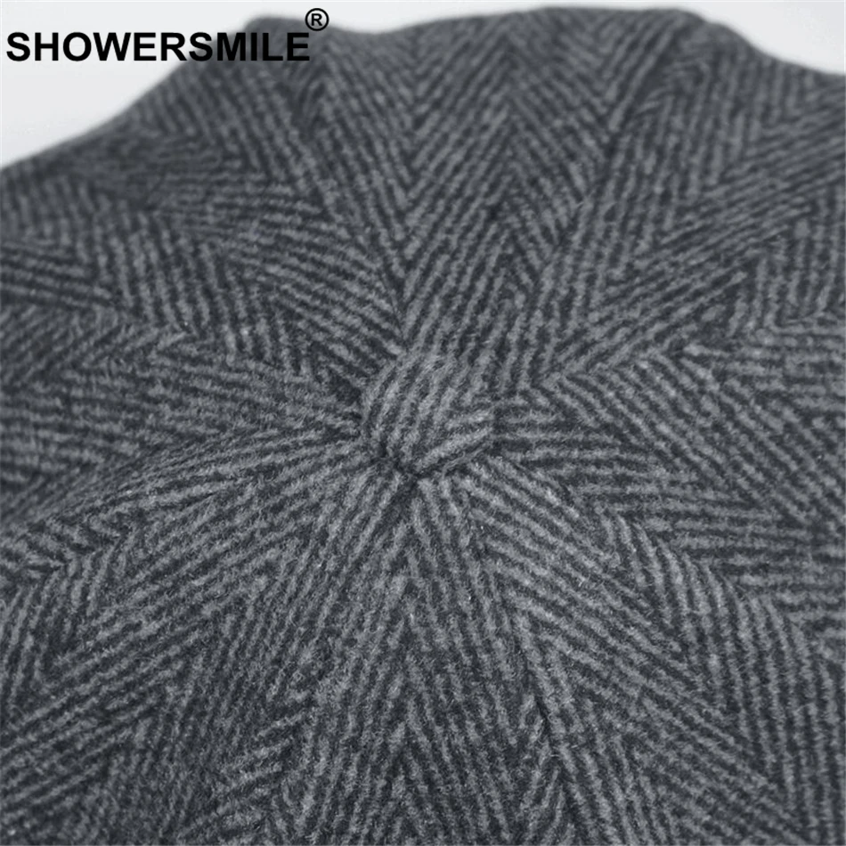 Бренд SHOWERSMILE, Шерстяная кепка Newsboy s, мужская серая кепка в елочку, плоская кепка s, женская кепка кофейного цвета в британском стиле Гэтсби, осенне-зимние шерстяные шляпы
