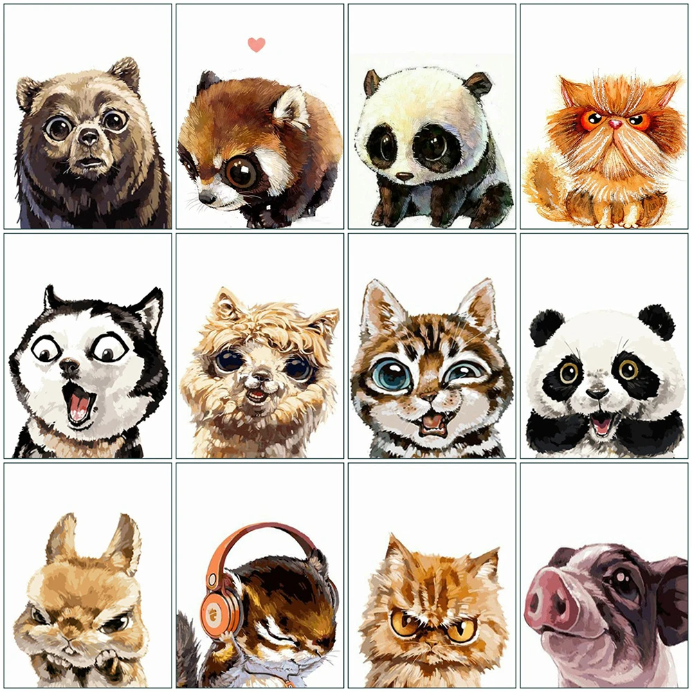 Evershine Diamond Painting Cat Cross Stitch Full Square Round Embroidery Animal Dog Rhinestones Pictures Home Decor | Дом и сад