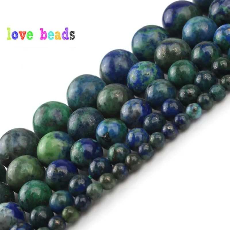 AAA Натуральный камень Азурит Lapis Lazuli малахитовые Круглые бусины для самостоятельного изготовления браслетов Цепочки и ожерелья ювелирных изделий 1" нитка 6/8/10 мм