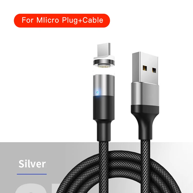 Магнитный зарядный кабель 3A Micro USB кабель для iPhone X XS XM XR магнитное зарядное устройство type C зарядный шнур USB C зарядное устройство Кабо для samsung - Цвет: Silver For Micro