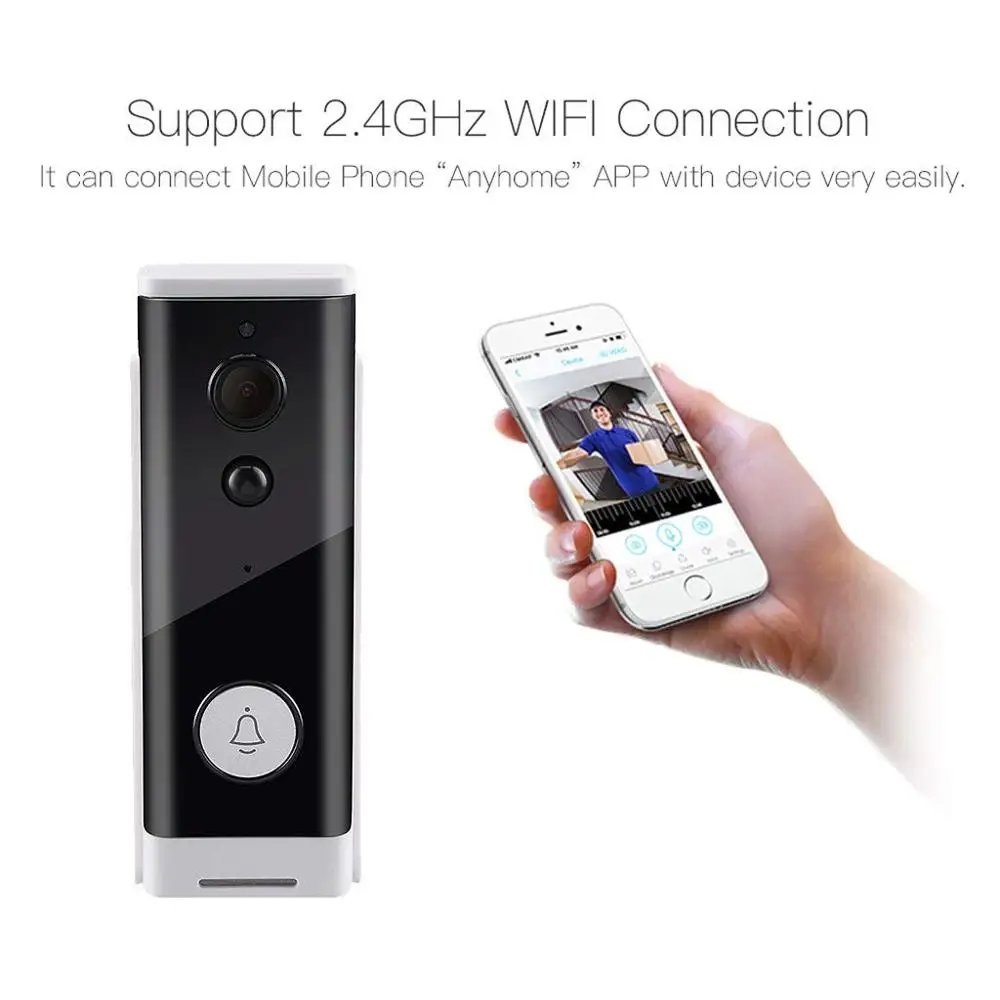 Умный беспроводной Wifi видео дверной звонок Домофон 720P телефонный звонок дверной звонок, камера PIR удаленный Запись Мониторинг системы домашней безопасности