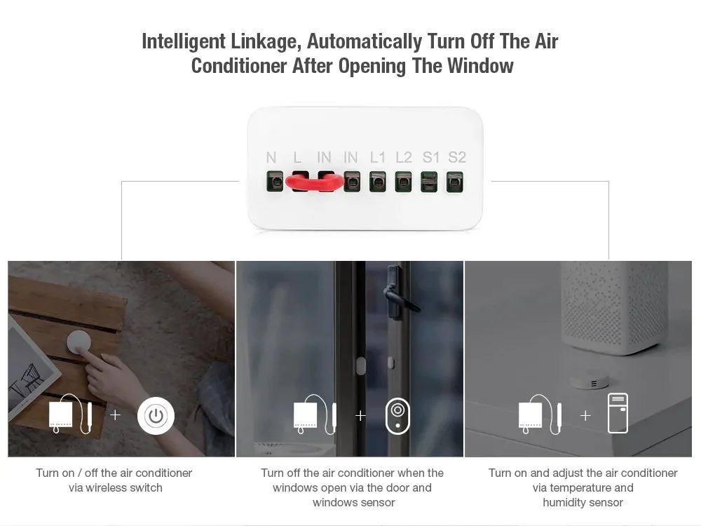Two-way Control Module Wireless Relay Controller 2 Channels Works With Xiaomi Mi