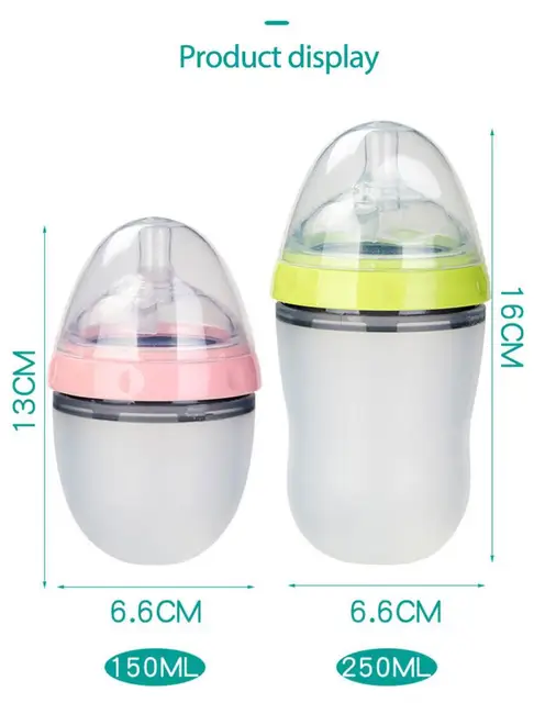 Wide Mouth Silicone Baby Bottle Portable Feeding Nursing Bottle 5