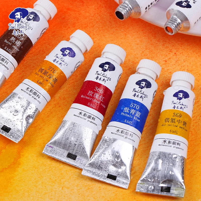 Watercolor Painting Set Watercolor Paint Watercolor Pigment Paul Rubens 5ml 18/24/36 Colors Watercolor Paints Tube Set Water Color Paint Pigment for Beginner Drawing Art Supplies