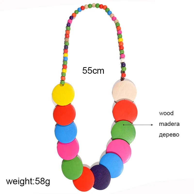 UDDEIN Colorful Big Round Wood Long Necklace For Women Bib Beads Chain Ethnic Customs Statement Choker Party Jewelry Collar