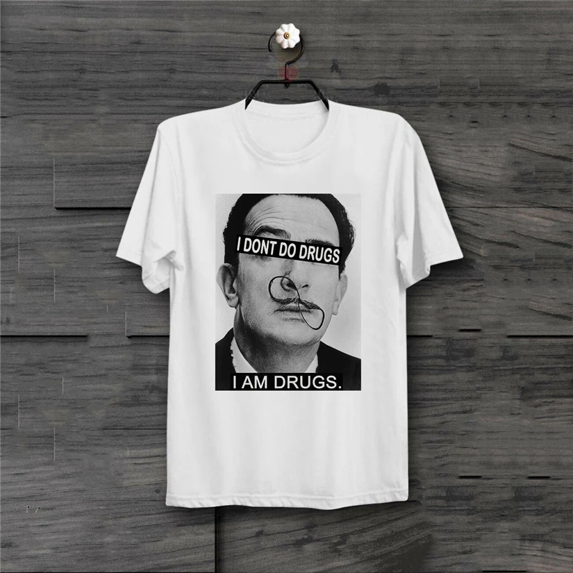 Salvador Dali I Don Do Drugs Am Mad Artist крутая футболка унисекс B377 на заказ | Мужская одежда