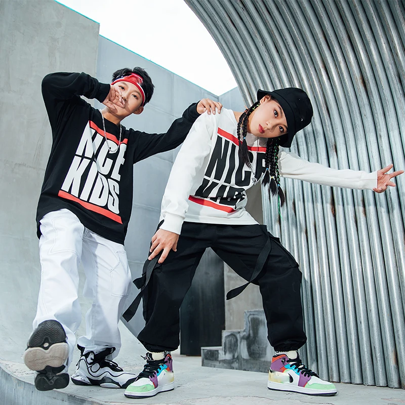 New Jazz Dance Costumes For Kids Long Sleeve Sweatshirt Hiphop Pants Girls Boys Hip Hop Dancing Clothes Street Outfits DN6798 |