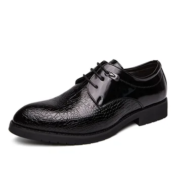 

New style men's shoes with pointed toes black casual shoes usually wear simple style men's shoes plaid pattern fashion men's sho
