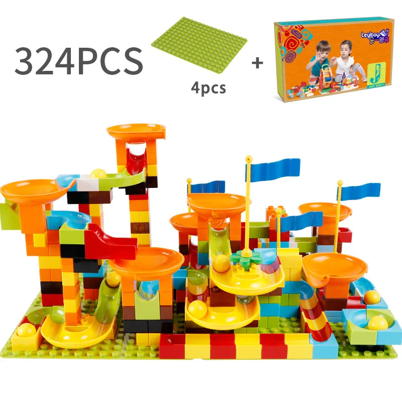 

80-240 PCS Marble Race Run Block Compatible Legoing Duploed large particle Building Blocks Funnel Slide DIY Bricks Toys For kids