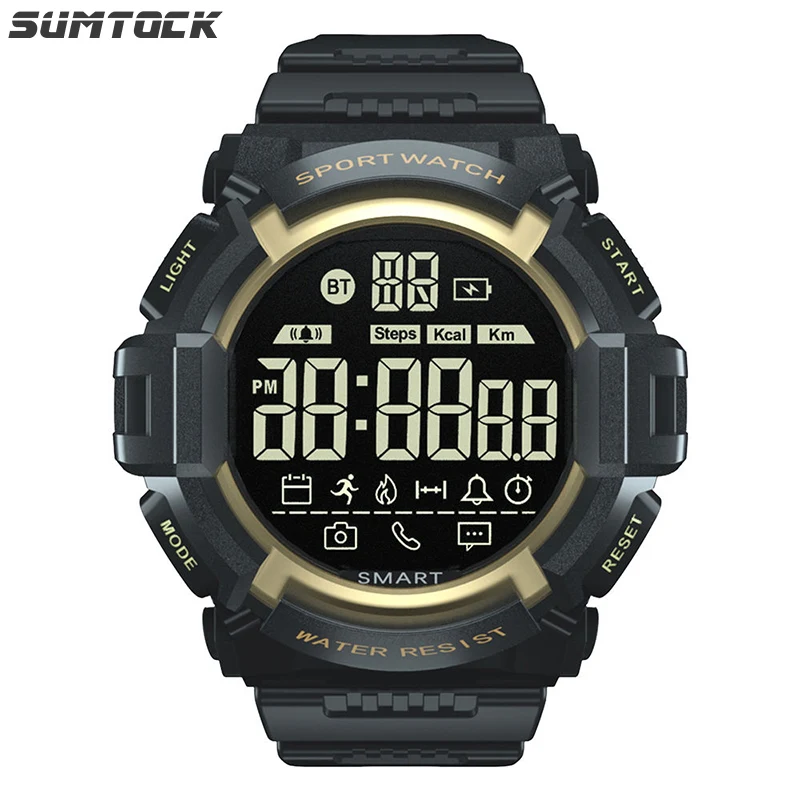 

SUMTOCK Smart Watches Men Fitness Watch Waterproof Watch Shockproof Waterproof Watch 5bars Bluetooth Information Card Reminder