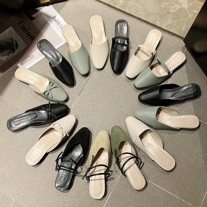 

Slippers Women Summer Slides Woman Shoes Luxury Multicolored Sandals Pointed Toe Socofy Heeled Mules Low Platform Square heel