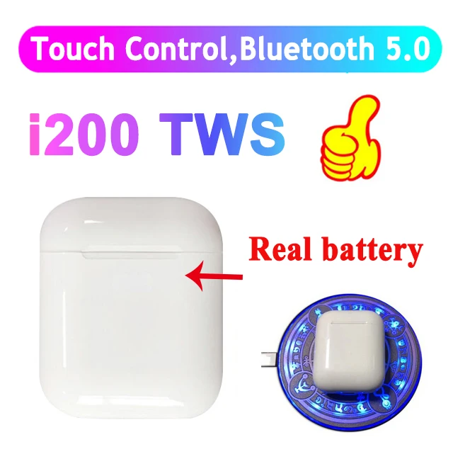 

Original i200 TWS i80 1:1 size support wireless charge Touch Control Bluetooth 5.0 6D super bass earphone i100 PK i20 i30 i500