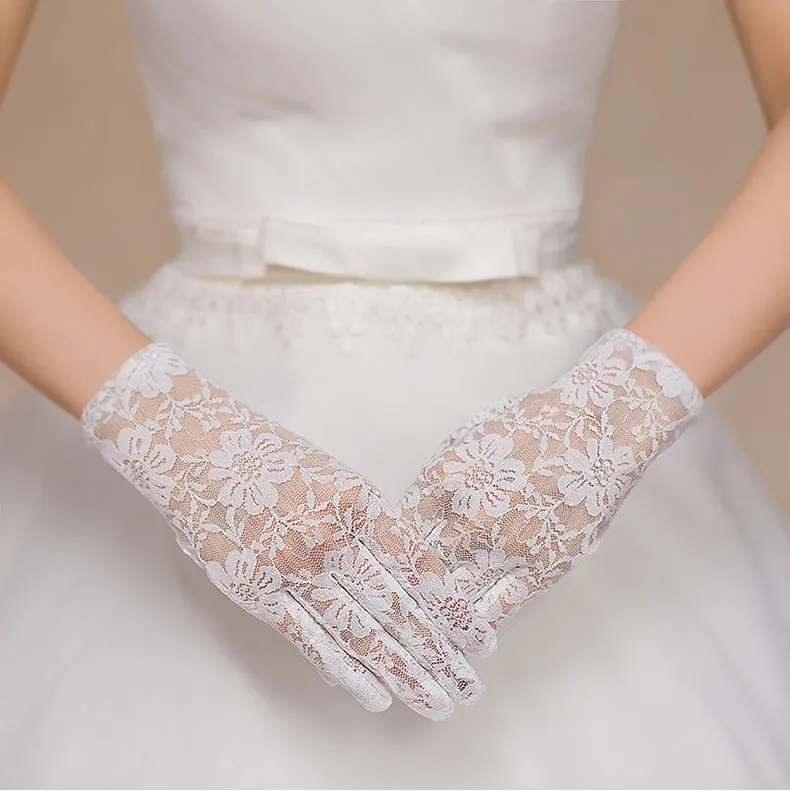 

Fashion Transparent Tulle Fishnet Wrist Length Bridal Gloves Finger Short Wedding Accessories