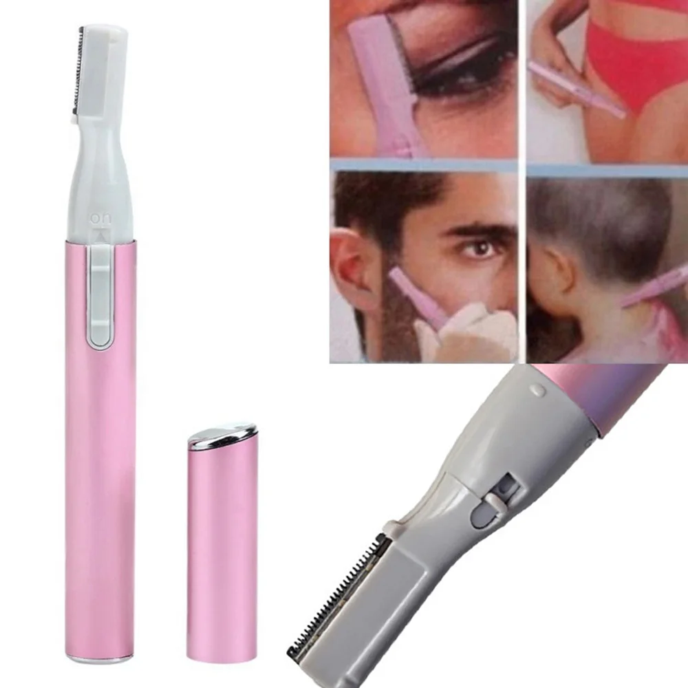 Алюминиевая трубка+ пластиковый триммер для бровей с электрическим питанием для инструментов для макияжа розовый черный портативный