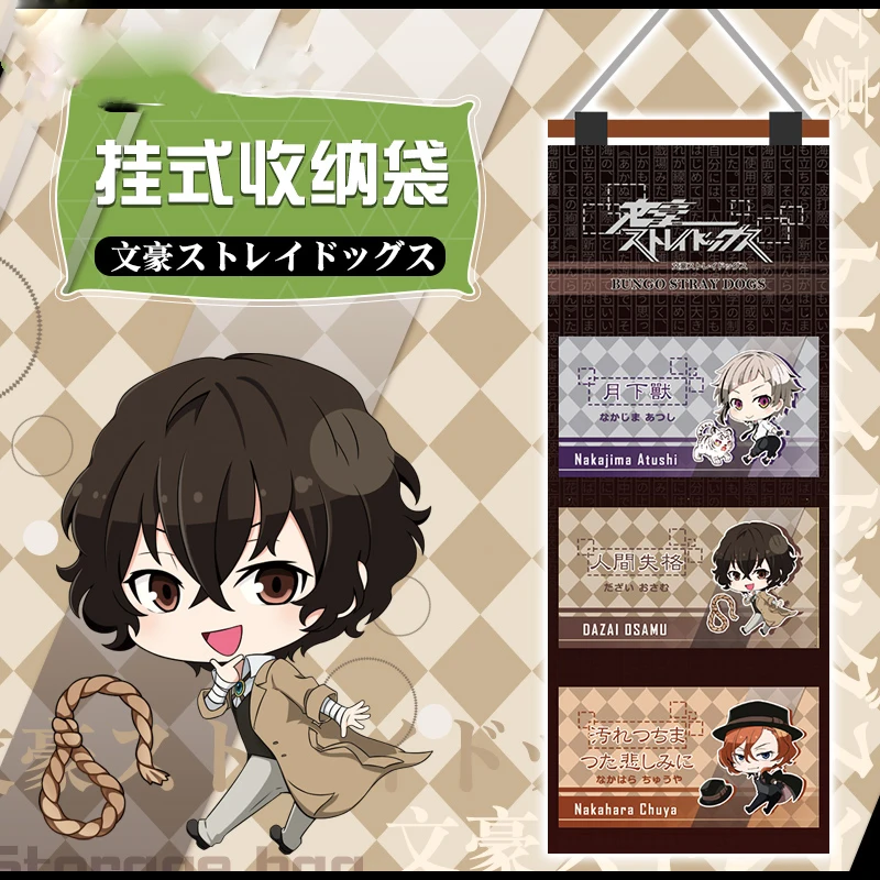 

Anime Stray Dogs dazai osamu Nakajima Atsushi Cosplay Men Women Student Canvas three layers Hanging Storage Bag Pendant Pouch