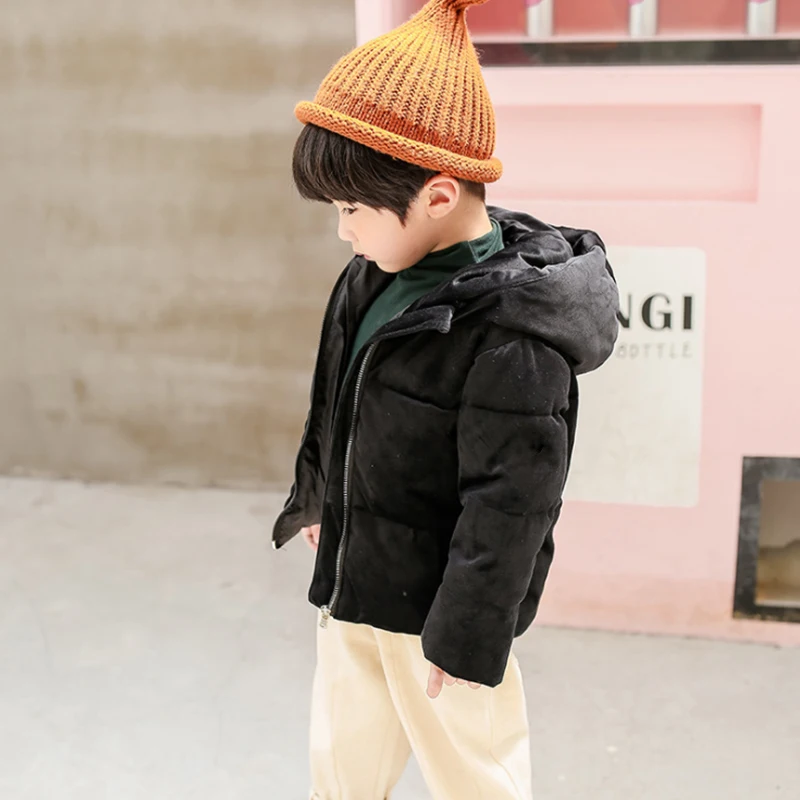 KISBINI/Новая зимняя парка куртка, пальто для девочек и мальчиков, коллекция года, плотная теплая Вельветовая верхняя одежда из хлопка, Детский пуховик