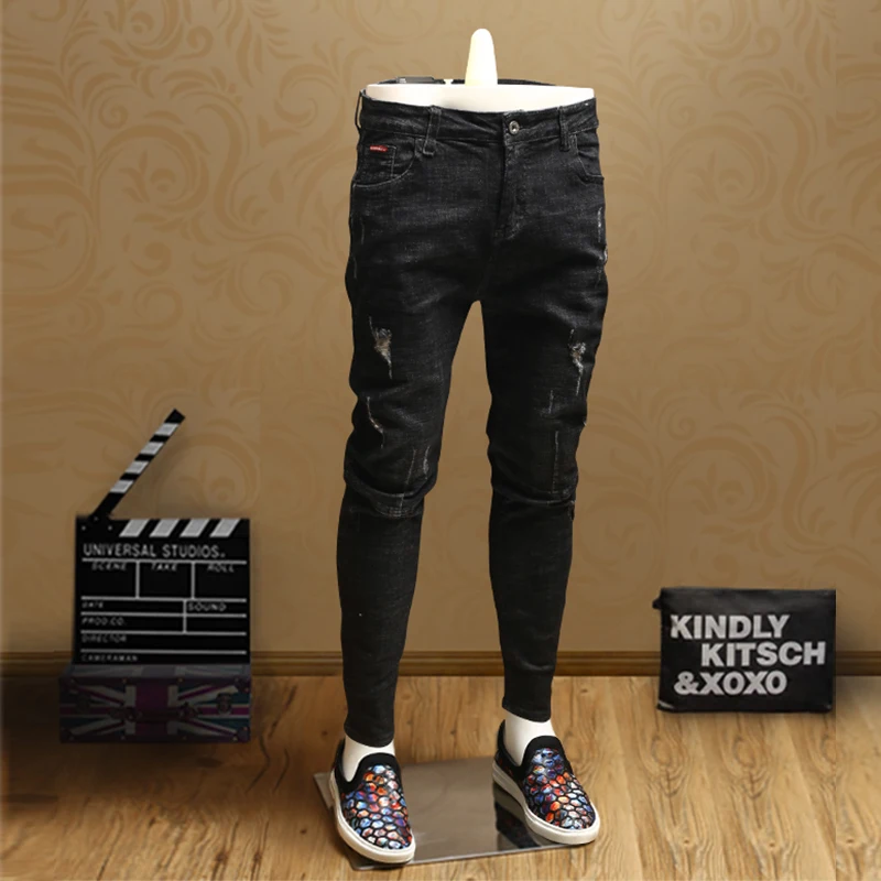 Streetwear Mens Skinny Ripped Jeans Black dsq Jean Pants for Cowboys Men PSMJ69