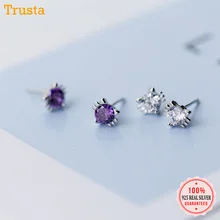 Trustdavis, настоящее чистое серебро 925 пробы, милые серьги-гвоздики из кубического циркония для женщин, девушек, подростков, девушек, хорошее модное ювелирное изделие DA179