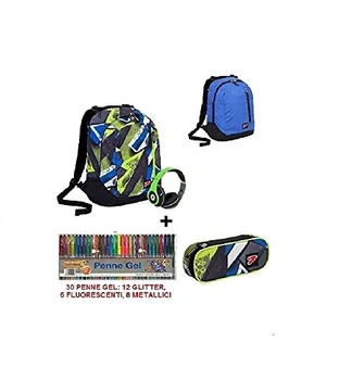 

ZAINO SCUOLA SEVEN THE DOUBLE ICE PATCH + CUFFIE STEREO + ASTUCCIO + 30 PENNE GEL