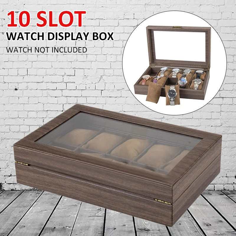 

10Slot PU Leather Watch Display Box Jewelry Holder Storage Box Durable Watch Display Organizer Case 33*21.6*8.5CM