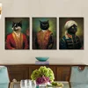 Nordic Noble Cat Vintage Canvas Painting Animal Dog Bear Posters Print Wall Art Cartoon Modular Picture for Living Room Bedroom ► Photo 3/6