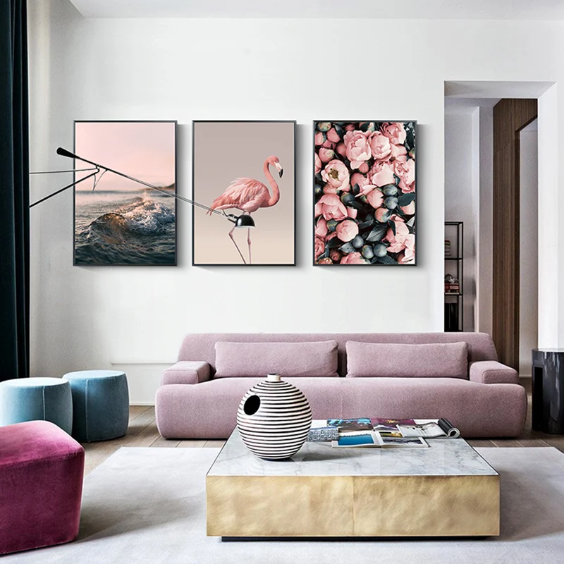 Pink-Flamingo-Flower-Nordic-Seaview-Poster-Canvas-Wall-Art-Prints-Painting-Home-Decorative-Pictures-for-Living (3)