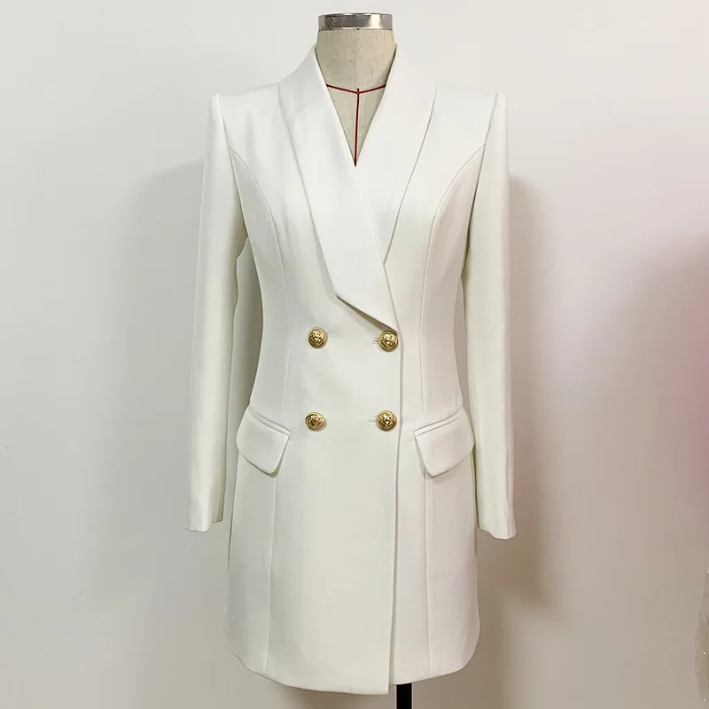 

Europe Style Women High quality double-breasted dress Chic elegant long sleeves mini dress B859
