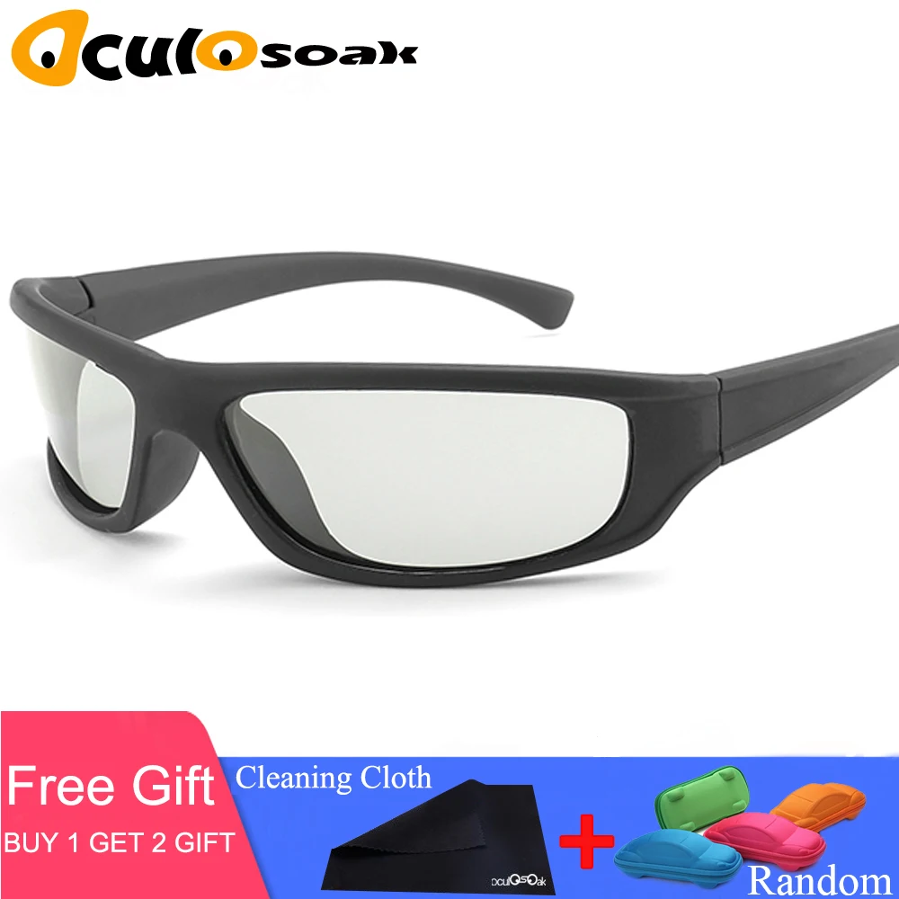 

HD Driving Photochromic Sunglasses Men Polarized Chameleon Discoloration All day change color snow light Gafas de sol with box