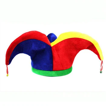 

Halloween Multi-colored Jester Costume Performing Carnival Supplies Clown Bell Cap 1pcs