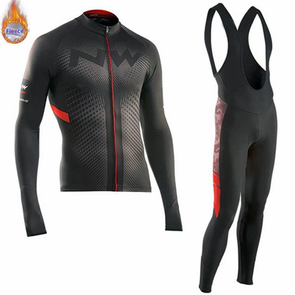 

NW Cycling Jersey Mens 2019 pro team Long Sleeve Set Winter Thermal Fleece MTB Bike Clothing Maillot Ropa Ciclismo Hombre A018
