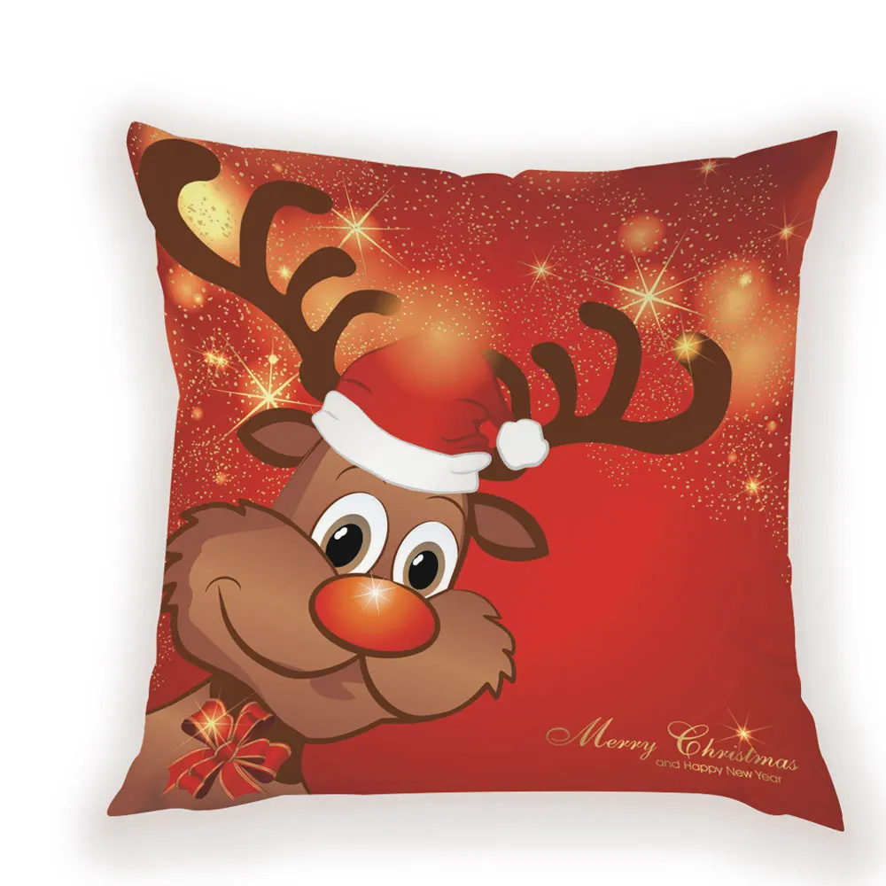 Christmas Decorations Cushion Cover Cartoon Santa Claus Cushion Decorative Bed Reindeer Case on The Pillow Merry Pillow Covers - Цвет: L1808-4