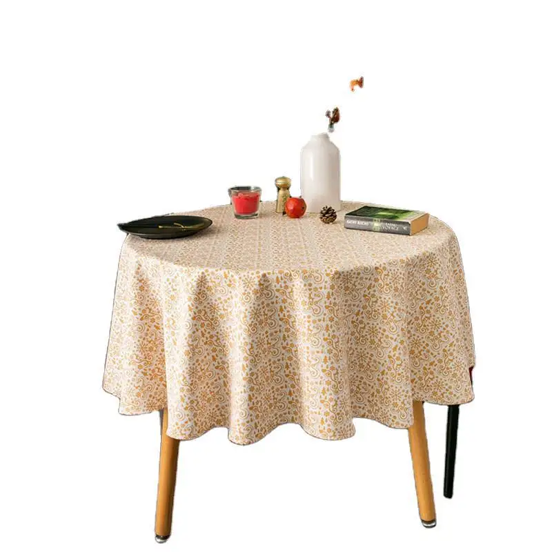 

New Year's Tablecloth for Table Christmas Red Round Snowflake Printed Cotton and Linen Holiday Tablecloth Christmas Decoration